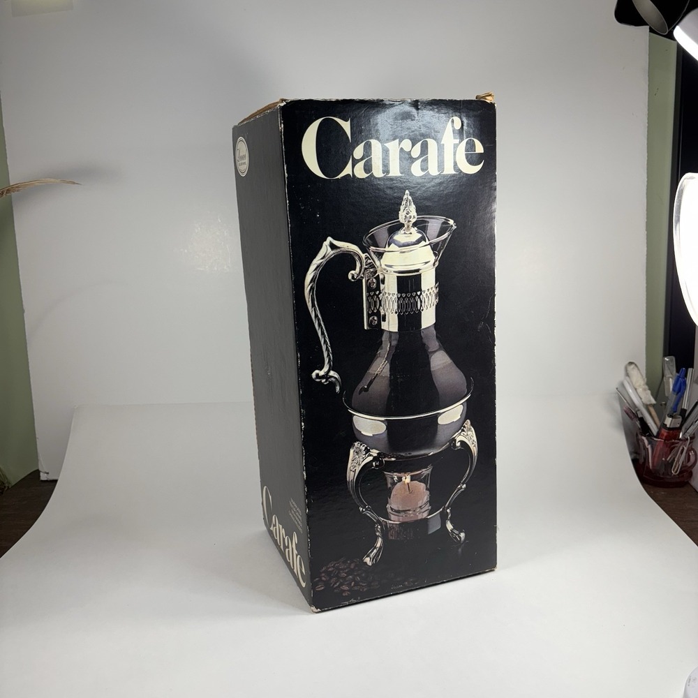 Vtg Silverplated Ten Cup Glass Carafe Warmer Leonard Silver MGF Original Box - Picture 9 of 9